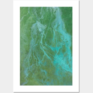 Blue and green color abstract painting Posters and Art